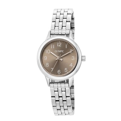 Olympic OL80DSS002 Yara Dames Horloge - Mineraalglas - Staal - Zilverkleurig - 28 mm breed - Quartz - Vouw/Vlindersluiting - 5 ATM (douchen)