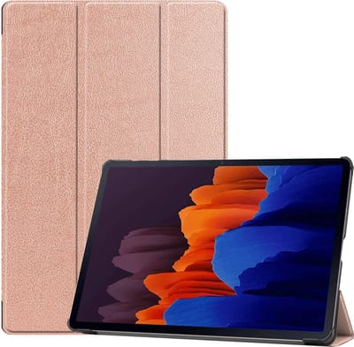 3-Vouw sleepcover hoes - Geschikt voor Samsung Galaxy Tab S7 Plus / Tab S8 Plus - Rose Goud