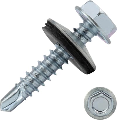 Zelfborende schroeven 4,8 x 25 mm Verzinkt Zeskantkop met 14 mm ring | Doos 200 stuks