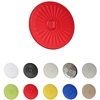 Vintage metalen afvalemmer deksel S - Rood met handvat - 21 cm diameter - 7 liter