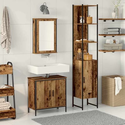 vidaXL - Badkamermeubel - Set - 3 - st - Bruin - Bewerkt - hout