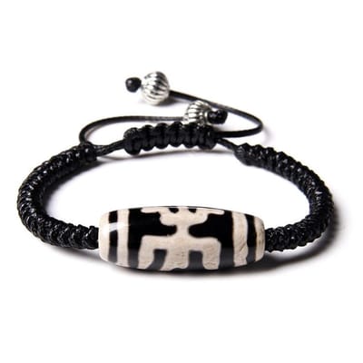 Sorprese armband - Bedel - armband heren - leer - zwart/wit - gevlochten - verstelbaar - unisex - cadeau - Model H