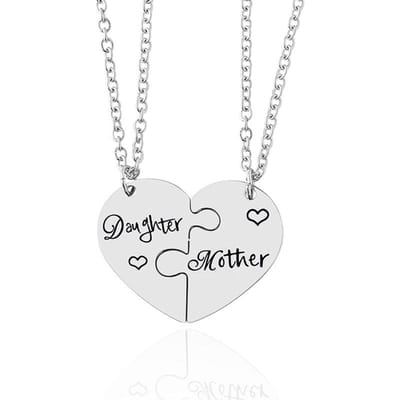 2 Stuks/Set Hart Puzzel Hanger Ketting Mama'S Mini Mama Bijpassende Ketting Moeder Dochter Zoon Sieraden Cadeaus white