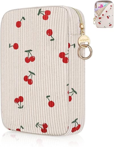 Maandverband tas - Opberg etui - Persoonlijke hygiëne - Multifunctioneel gebruik - 18 x 11 x 3.5 cm - Kers-beige