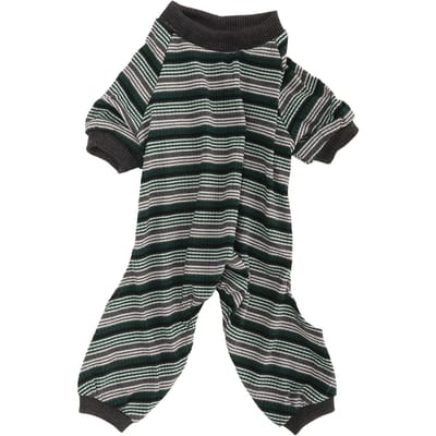 Pyjama pour chien rayé Doux Élastique Printemps Été Combinaison Pyjama pour chiot pour Séances photo Fêtes Vert S(for 2-4kg) gray