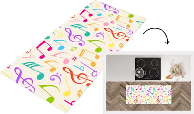Keukenloper - Loper keuken - Muziek - Patronen - Regenboog - 120x50 cm - Keukenloper vinyl