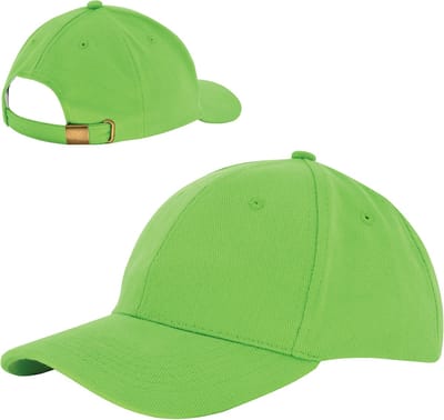 6 Panel Cap van zwaar geborsteld katoen met koperen bucklesluiting - Lichtgroen
