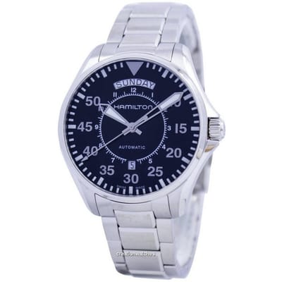 Hamilton Pilot Day Date Aviation Automatisch H64615135 Herenhorloge zwart