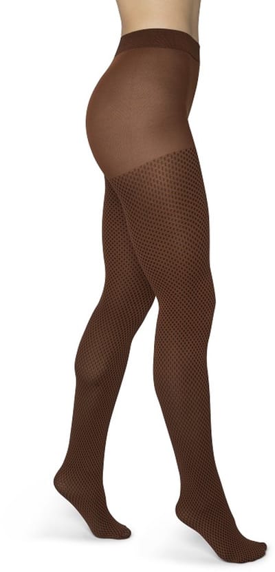 Bonnie Doon Grafische Panty 50 Denier Bruin Dames maat 38/40 M - Grafisch - Ruiten Print - Gladde Naden - Maximaal Draagcomfort - Chique Panty - Feestelijk - Fencing Tights - Mocha - BP051980.286