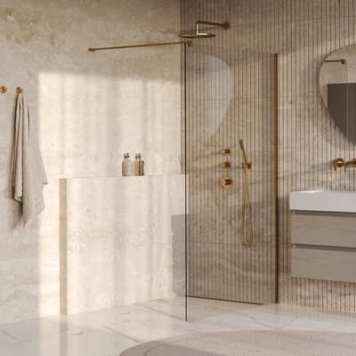 Brauer Oblivion - Inloopdouche - Helder Glas - 110 x 200 cm - incl. Glascoating - PVD Goud Geborsteld