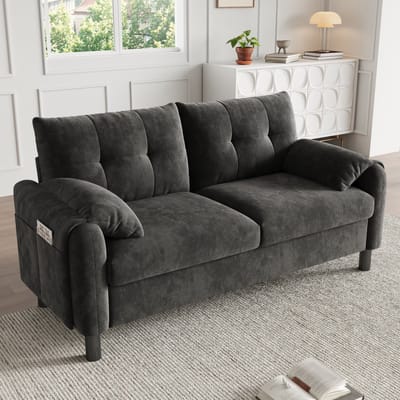 PHOEBE CAT Bank - Chenille stof - Tweezitsbank - Met dikke kussens - Grijs