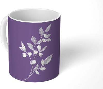Mok - Koffiemok - Tak - Sierlijk - Bladeren - Minimalistisch - Mokken - 350 ML - Beker - Koffiemokken - Theemok