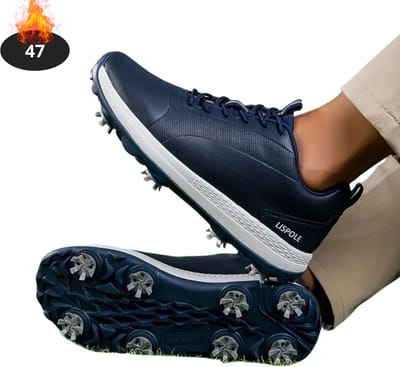 Livano Golfschoenen Heren - Golfkleding - Golfschoenen Antislip - Waterdicht - Golfen - Met Spikes - Marineblauw - 47