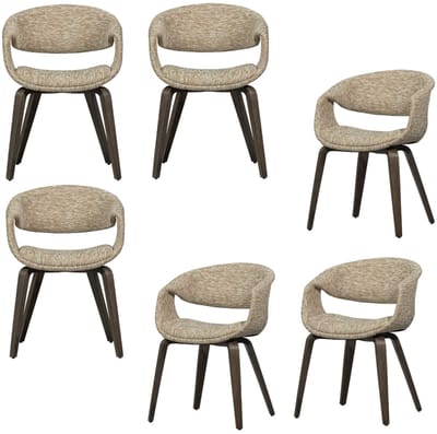 WOOOD Yossi Eetkamerstoelen Met Houten Bruinen Poot - Zand - Set van 6