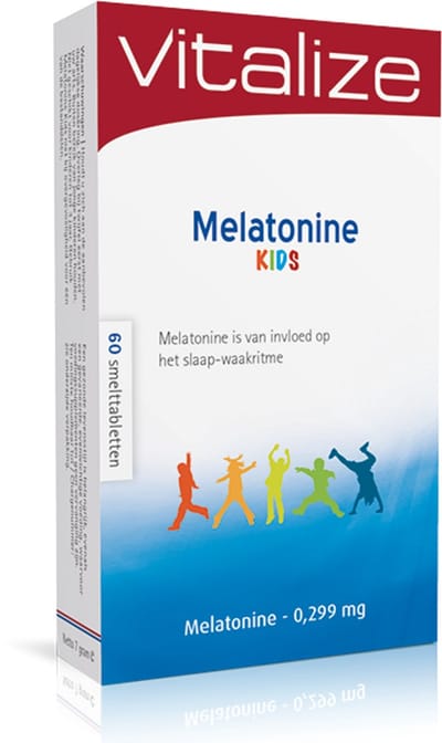 Vitalize Melatonine Kids 0,299 mg 60 smelttabletten | Speelt een rol bij een goede nachtrust - Melatonine kan een bijdrage leveren aan het opwekken van slaap