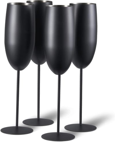 Elegante Roestvrij Staal Champagne Prosecco Flute Cocktail Glazen - Onbreekbare Geschenkset voor Moederdag, Huwelijk, en Verjaardag