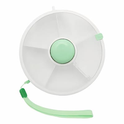 QTTVBTNA - Ronde Draaibare Snackdoos - Herbruikbare Voedseldoos - Snacks Bewaren - Draagbare Snackbox - Kindvriendelijk - ABS - Groen - 17,3x5cm - 1 stuk