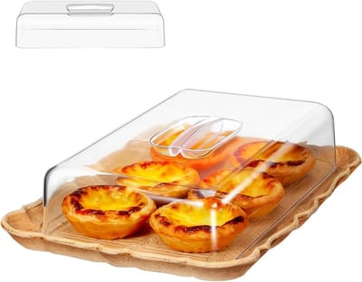 Transparante rechthoekige voedseldeksel met deksel, ideaal voor cake, brood en snacks, veelzijdig voor keuken en restaurant, eenvoudig schoon te maken en hygiënisch in gebruik