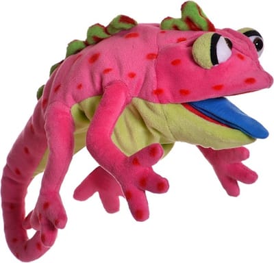 Handpop Living puppets Kameleon Wihelminchen 33cm roze