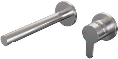 Brauer Brushed Edition Inbouw Wastafelmengkraan met Rechte Uitloop en Rozetten Model D1 RVS Geborsteld PVD