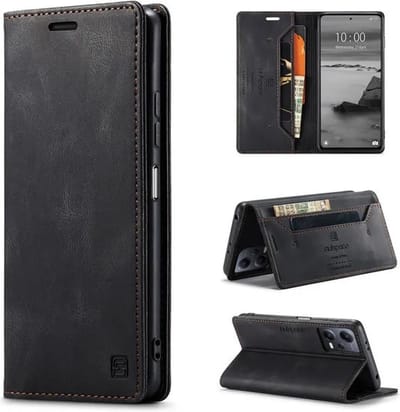 Luxe Flip Case met RFID Bescherming Kaarthouder en Magneetsluiting voor Redmi Note 12 5G / POCO X5_ Zwart