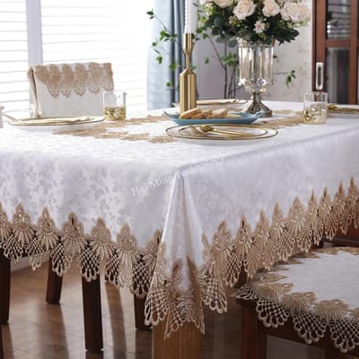 Tafelkleed Licht Crème Europa Luxe Geborduurde Tafel Juppe Eettafelhoes Tafelkleed Kant Nachtkastje Tv Kast Stofhoes 150 X 150cm Square