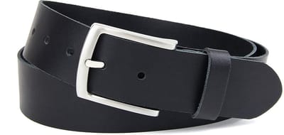Brede leren riem zwart - Jeans riem - Riem kleine maat - Taillemaat: 85 - Zwarte riem dames/heren