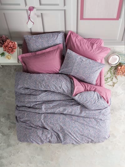 Asir - Dekbedovertrekset - 100% Katoen - Stoffig Roze en Paars - 135 x 200 cm