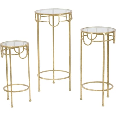 Tv-meubel Tv Holder Gold Set Of 3 Pcs Ø 33×70 cm