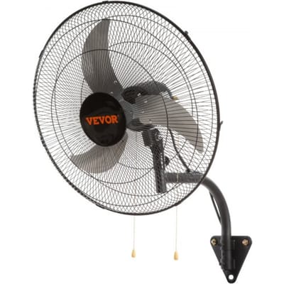 VEVOR Wandventilator, 49 cm oscillerende wandventilator, 4650 CFM, 3 snelheden, commerciële of residentiële ventilator voor het koelen van magazijnen, kassen, werkplaatsen, patio's en kelders, zwart