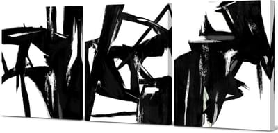Abstracte Kunst Set - Driedelige Prints - Woonkamer Decoratie - Hoogwaardig Canvas - 50 x 122 cm - Zwart-wit