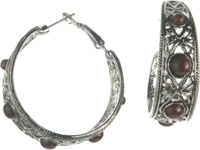 Behave - Vintage oorringen met gekleurde steentjes - zilverkleur