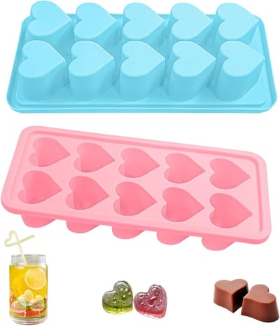 Hartvormige Siliconen Mallen voor Chocolade, IJsblokjes en Snoep - 2 Stuks, Perfect voor Bakken en Cocktails