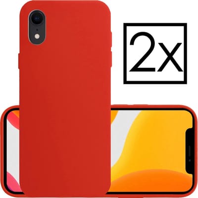 Hoesje - 2 Stuks - Geschikt voor Apple iPhone XR - Sterk & Shockproof - Case Siliconen - Back Cover - Telefoon Hoes - Rood