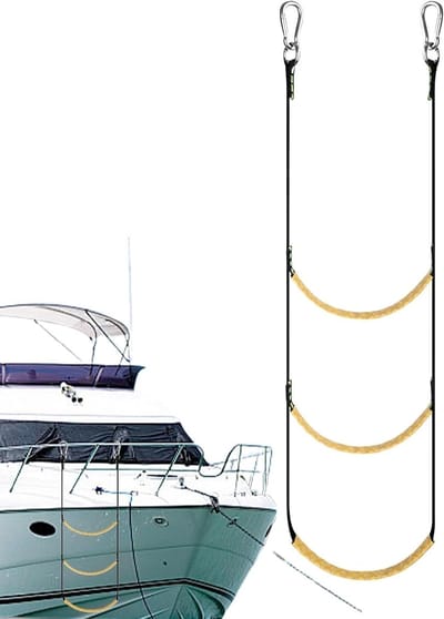 Boot Touwladder - Opvouwbare ladder - Veilig instappen - Antislip textuur - 55 cm breed - Zwart