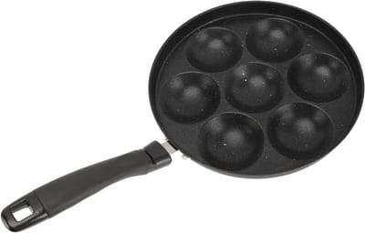 Koekenpan 7 Gaten - Omeletpan Spekpan - Ontbijt Maken - Anti-aanbak Maifan Steencoating - 26 cm Diameter - Zwart