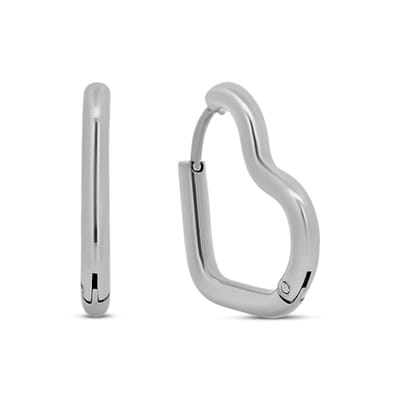 CO88 Collection - 8CE-70564 - Stalen Oorringen - Oorbellen - Hart - 20x22mm - Zilverkleurig