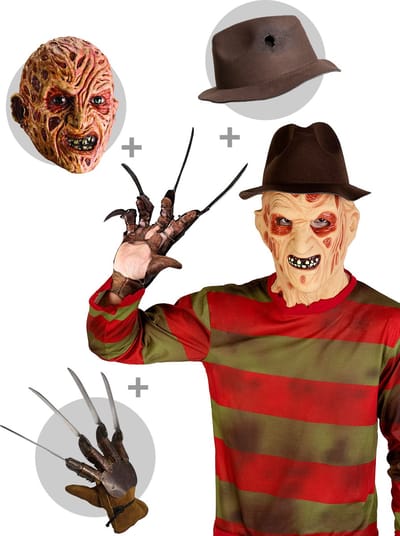 FUNIDELIA Freddy Krueger trui met hoed, handschoen en masker - A Nightmare on Elm Street - Maat: XS