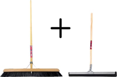 Synx Tools Paardenhaar 60cm + Vloertrekker 35cm met Steel 120cm - Kamerveger – Vloerreiniger – Moppen – Zachte binnenbezem met steel 150cm