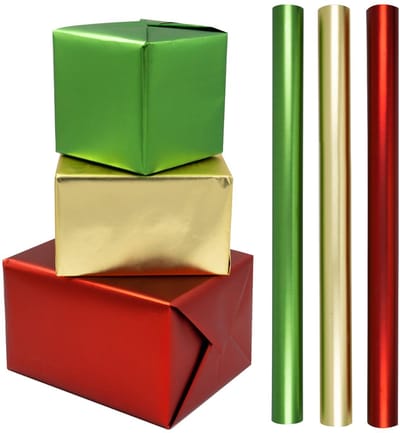 3 Rollen Matte Cadeaupapier Rol, 43CM x 3M Rood, Groen En Goud Verjaardags Inpakpapier Voor Bruiloft, Valentijnsdag, Verjaardag, Feest, Festival Cadeau Decoraties