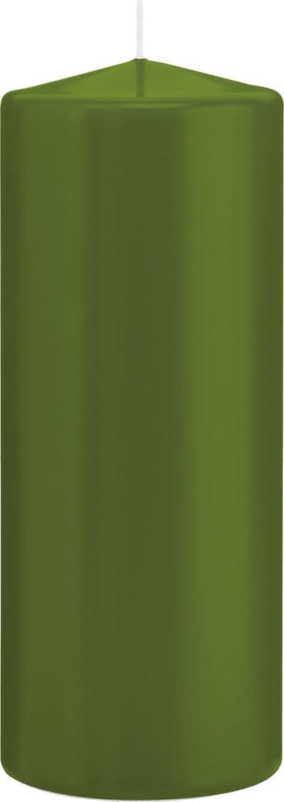 Trend Candles Cilinderkaars/stompkaars - olijfgroen - 8 x 20 cm - 119 branduren - horeca kaarsen