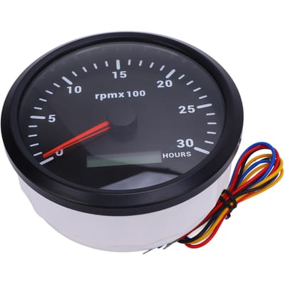 110mm 4 3/8in Toerenteller 7 Kleuren Achtergrondverlichting DC 9-32V 3000RPM Meter met Urenteller voor Auto Jacht RV Boot Vrachtwagen Zwart gray