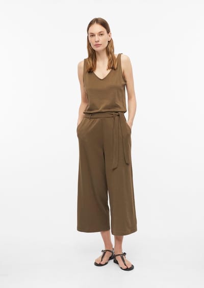 Mouwloze jersey interlock zachte jumpsuit met riem voor vrouwen s.Oliver