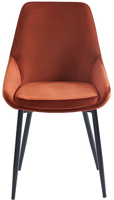 Vente-unique Set van 2 stoelen - Fluweel en zwart metaal - Terracotta - MASURIE