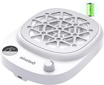SnelShoppen - Draadloze Nagelstofzuiger Stofverzamelaar 6000 omw/min met 50 Wegwerpfilters, Compacte Ventilator, 10 Snelheidsinstellingen, Wit voor Ma