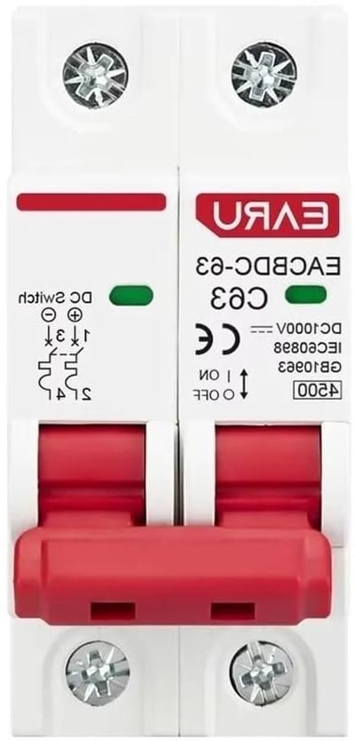 Mini stroomonderbreker - Aardlekschakelaar DC - Elektrische beveiliging - Vonkvrij ontwerp - 1000 V DC - Grijs