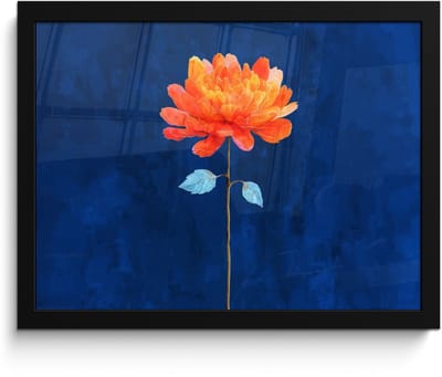 Poster in lijst - Fotolijst 40x30 cm - Posters - Bloem - Oranje - Bladeren - Posterlijst zwart - Decoratie - Wanddecoratie woonkamer - Muurdecoratie slaapkamer