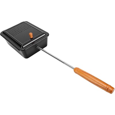Popcorn Grillplaat Anti-aanbak Ouderwetse Stoomoven Popcorn Maker met Lang Houten Handvat voor Buiten Kamperen Huis