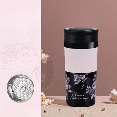 Nieuwe Thermosbeker met Hoge Uitstraling, Begeleidende Beker, Grote Capaciteit, Thee-Water Scheidingsbeker, Draagbare Roestvrijstalen Beker voor Meisjes 420ml