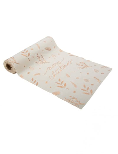 ARTYFETES - Tafelloper Merry Christmas Velours Wit Roségoud 28cm x 3m
